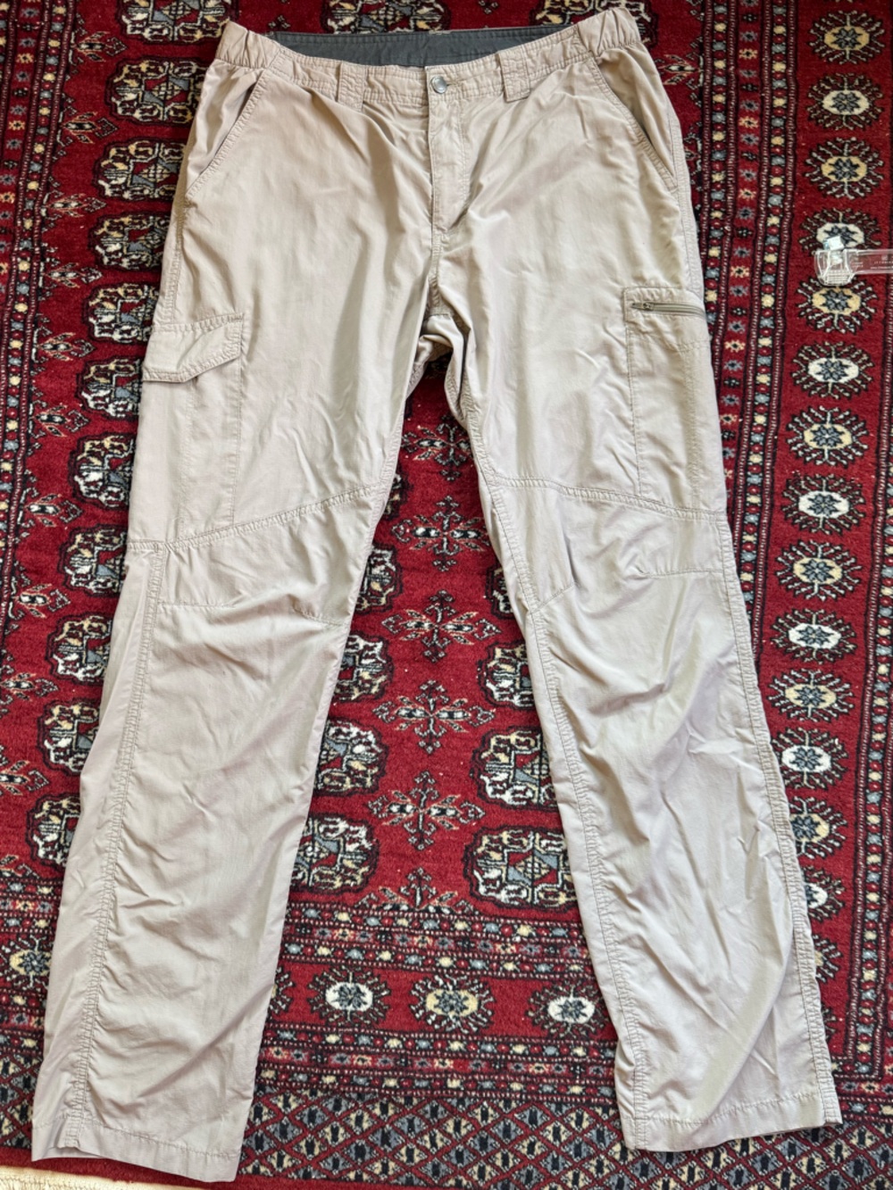Columbia Men's Khaki Cargo Lightweight Hiking Pants Omni Shade Ripstop- 36x36
